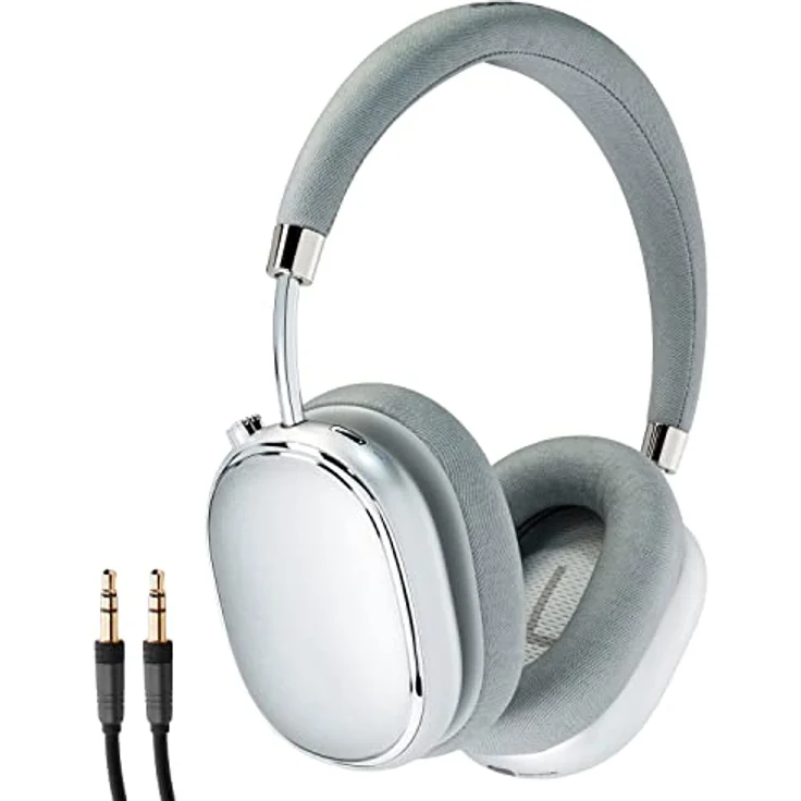 MEDION E62474 Over Ear Kopfhörer mit ANC (Kabellos, Bluetooth, Active Noise Cancelling, Mikrofon, Freisprechfunktion, Akku, USB-C) Silber – Bild 1