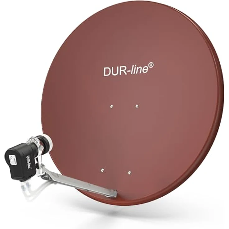 DUR-line 4 Teilnehmer Set - Qualitäts-Alu-Satelliten-Komplettanlage - Select 85/90cm Spiegel/Schüssel Rot + Quad LNB - für 4 Receiver/TV [Neuste Technik, DVB-S2, 4K, 3D] – Bild 2