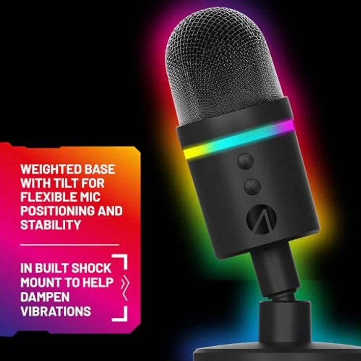 Stealth Streaming-Mikrofon Streaming Mikrofon mit LED Beleuchtung in schwarz – Bild 5