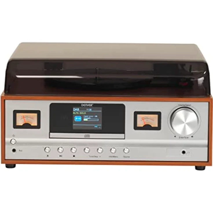 Denver MRD-52LIGHTWOOD Retro Musiksystem - DAB+/FM Radio, Plattenspieler, CD-Player, Bluetooth, 2x5W Lautsprecherboxen, Holzoptik – Bild 2