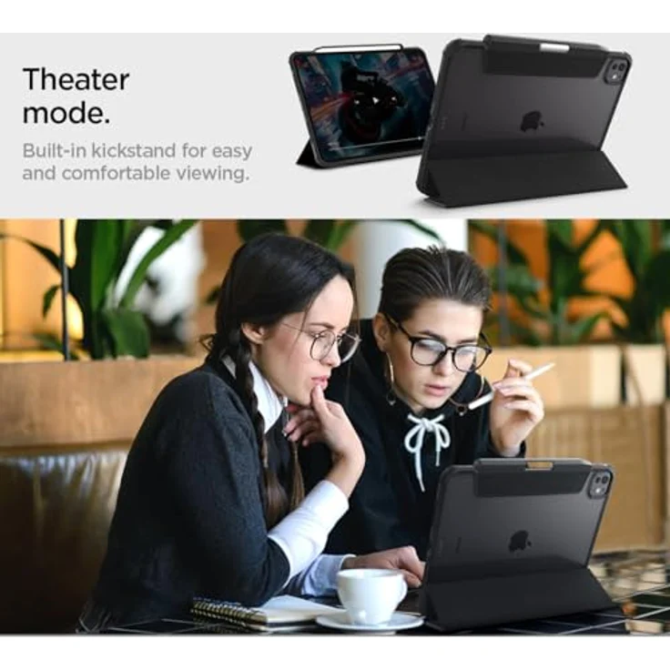 Spigen Ultra Hybrid Pro Hülle für iPad Pro 11 Zoll 5.Generation M4 (2024) - Schutzhülle mit transparenter Rückseitenschale und Stifthalter, veganes Veloleder, Schwarz – Bild 5