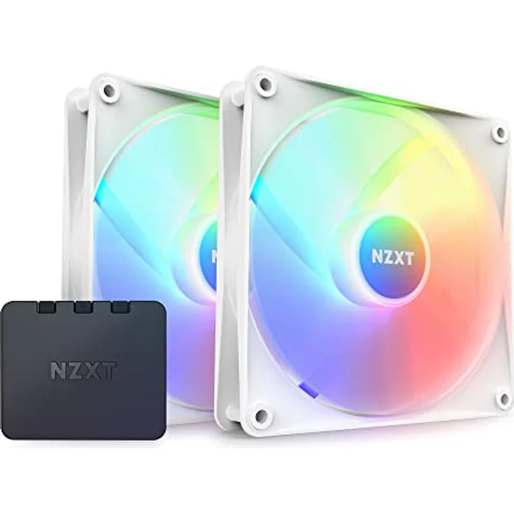 NZXT F140 RGB Core Doppelpackung – 2 × 140 mm nabenmontierte RGB-Lüfter mit RGB-Steuerung – 8 einzeln ansteuerbare LEDs – Halbtransparente Lüfterblätter – PWM-Steuerung – CAM-Software – Weiß – Bild 1