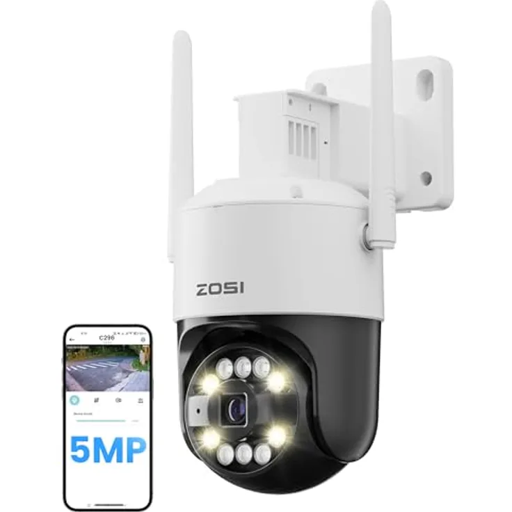 ZOSI 3K Wi-Fi 6 Outdoor Überwachungskamera mit 360° Pan & Neigung, Farbige Nachtsicht, C296