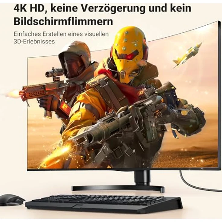 UGREEN 4K@30Hz DP zu HDMI Kabel, Uni-Directional, Aluminium-Bandgeflecht, kompatibel mit Monitor, Projektor, HDTV, Laptop, 2M – Bild 2