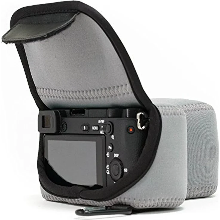 MegaGear Sony Alpha A6500 (16-70 mm objektiv) Ultraleichte Kameratasche aus Neopren mit Karabiner Haken grau – Bild 10