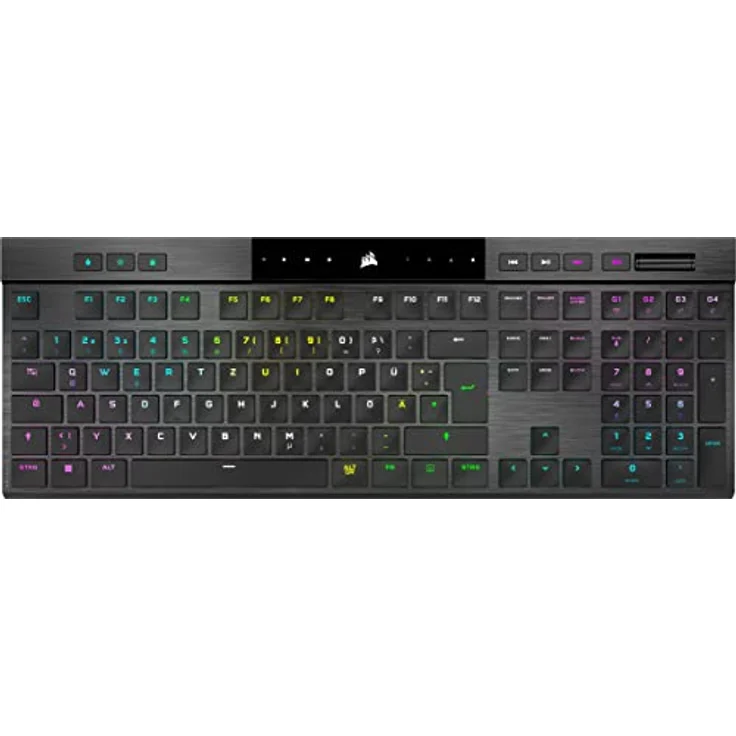 Corsair K100 AIR WIRELESS RGB Ultradünne Mechanische Gaming-Tastatur - Sub-1-ms-SLIPSTREAM WIRELESS, Bluetooth, CHERRY MX Ultra Low Profile-Tastenschalter - DE Layout, QWERTZ - Schwarz – Bild 1