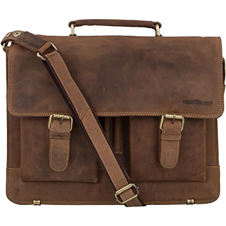 Greenburry Vintage Aktentasche Leder 40 cm Laptopfach