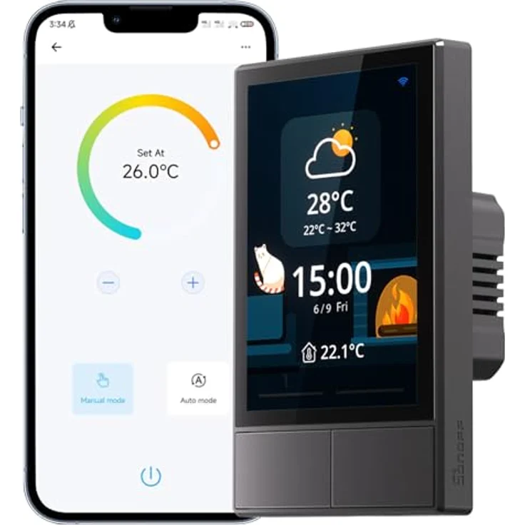 Sonoff NSPanel-US, Smart Home Hub mit HMI-Steuerung und intelligenter Temperaturregelung, Schwarz – Bild 1