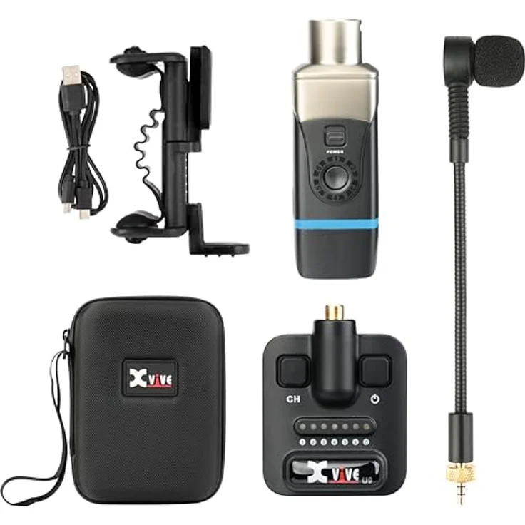 Xvive U9 Digitales kabelloses Mikrofonsystem für Violinen, 2,4 GHz, 24-Bit/48 kHz, 6 Kanäle, 5 Stunden Betriebsdauer, ABS-Gehäuse – Bild 5