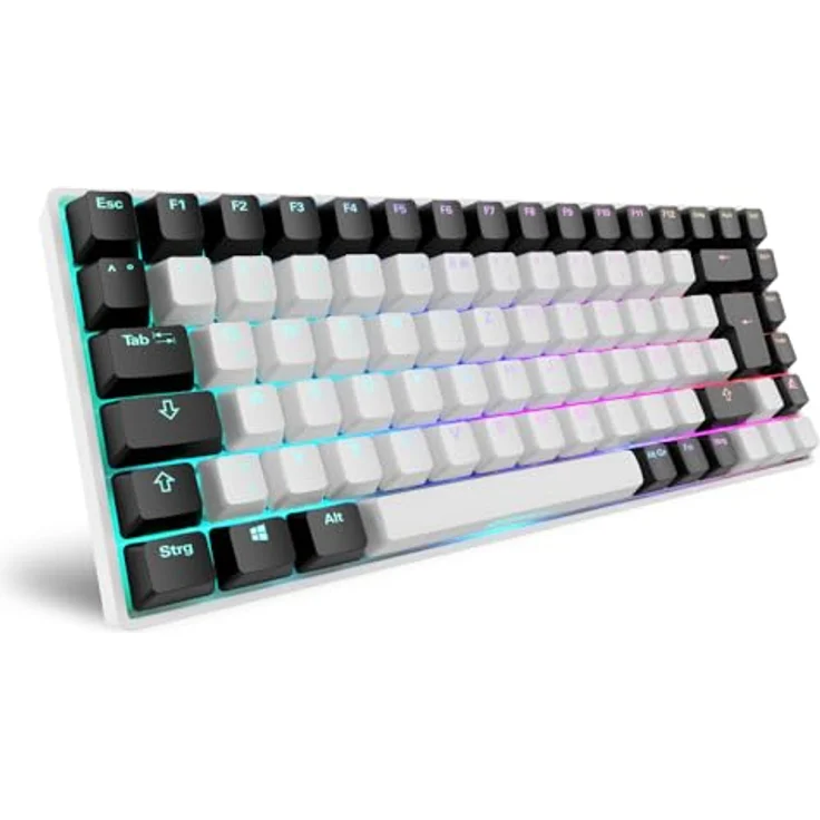 Sharkoon Skiller SGK50 S3 Weiß, RGB Gaming Keyboard, Gateron Yellow, 75% Layout – Bild 2
