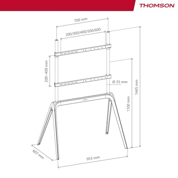 Thomson S604, Indoor-TV-Ständer aus Metall für 65-86 Zoll Fernseher, VESA-kompatibel, max. 60 kg, mattierte Oberfläche – Bild 7