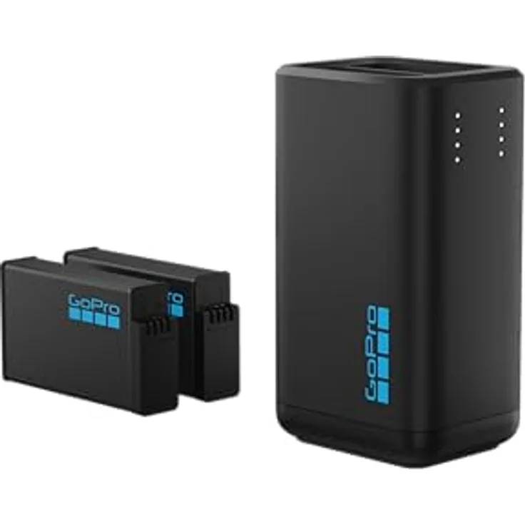 GoPro Dual-Akkuladegerät für MAX2, mit 2 Enduro-Akkus und USB-C-Kabel – offizielles GoPro-Zubehör