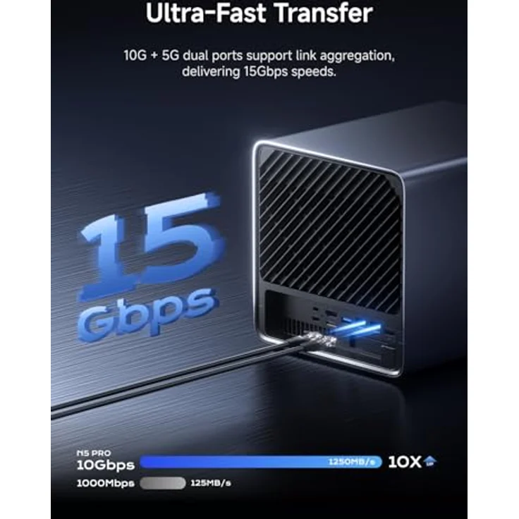 MINISFORUM N5 Pro 5-Bay Desktop NAS, AMD Ryzen AI 9 HX PRO 370, 144 TB Speicher, 10GbE & 5GbE Ports, 8K HDMI, Diskless – Bild 4