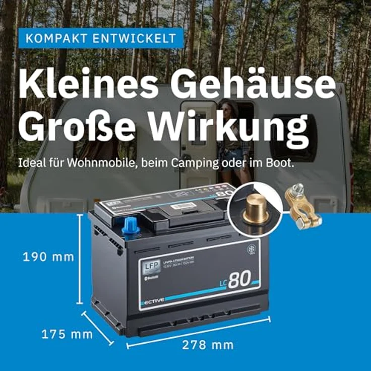 ECTIVE LC 80 LT 12V LiFePO4 Lithium Versorgungsbatterie 80 Ah, hohe Lebensdauer und integriertes Batterie-Management-System – Bild 5