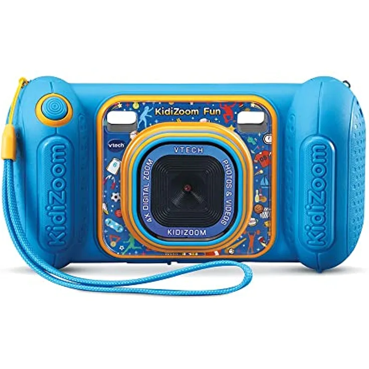 VTech Kidizoom Fun Blau, Digitalkamera für Kinder mit 2 MP, 1,8 Zoll Farbdisplay, Videos, 4-fach Digitalzoom, Kindersicherung – 3/10 Jahre – Version FR