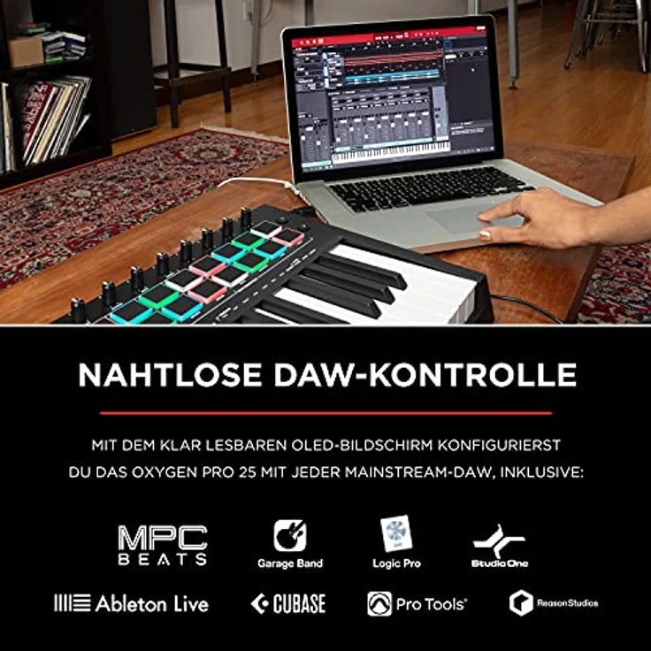 M-Audio Oxygen Pro 25 – 25-Tasten USB MIDI Keyboard Controller mit Beat Pads, MIDI-zuweisbaren Reglern & Tasten und enthaltenem Softwarepaket – Bild 5
