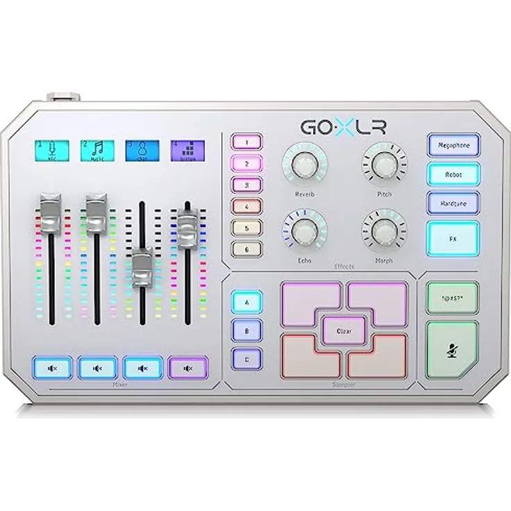 TC Helicon GoXLR, 4-Kanal-Studio- und Livemixer mit motorisierten Fadern, Vocal-Effekten und RGB-Beleuchtung, Weiss