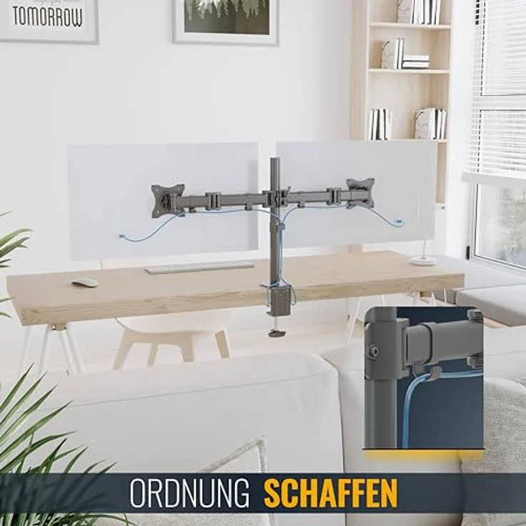 RICOO Monitor Tischhalterung für 2 Monitore Monitorhalterung TS5811 Monitorständer Schwenkbar Neigbar Höhenverstellbar Bildschirmständer Tisch Ständer Monitorhalterungen VESA 75x75 100x100 Schwarz – Bild 5