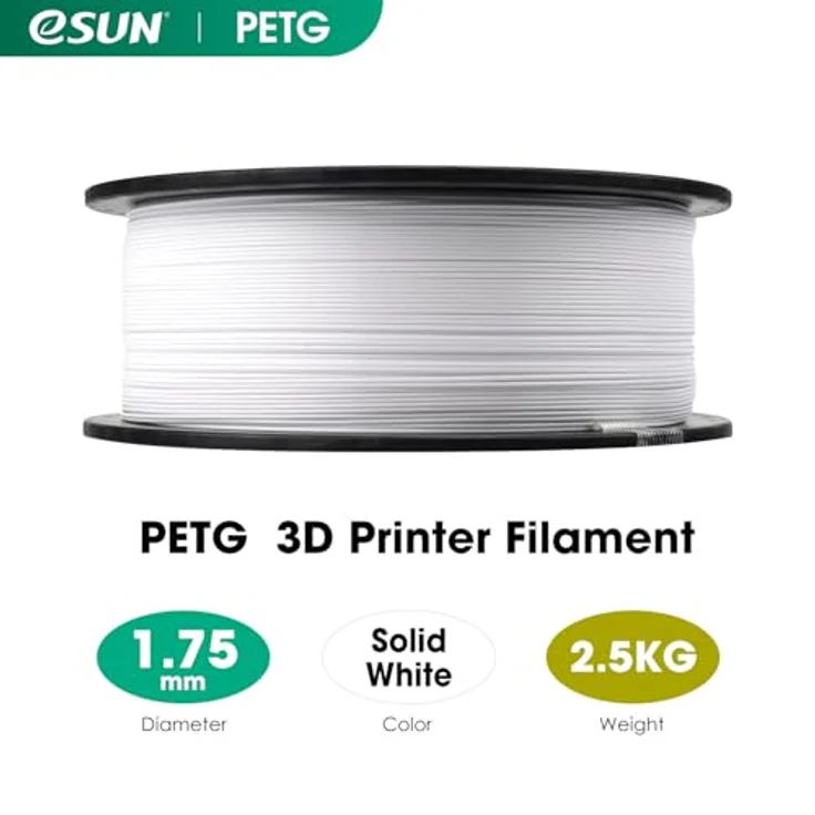 eSUN PETG Filament 1.75 mm, 2.5KG, hohe Zähigkeit, präzise Maßtoleranz, einfarbig weiß – Bild 2