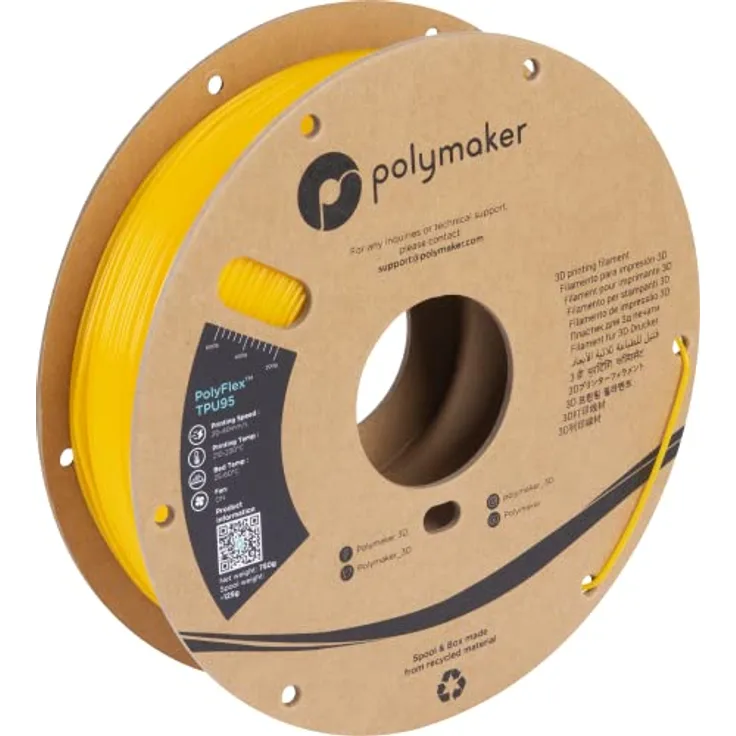 Polymaker PolyFlex TPU-95A Gelb, flexibles 3D-Druckfilament, 1,75mm, 750g