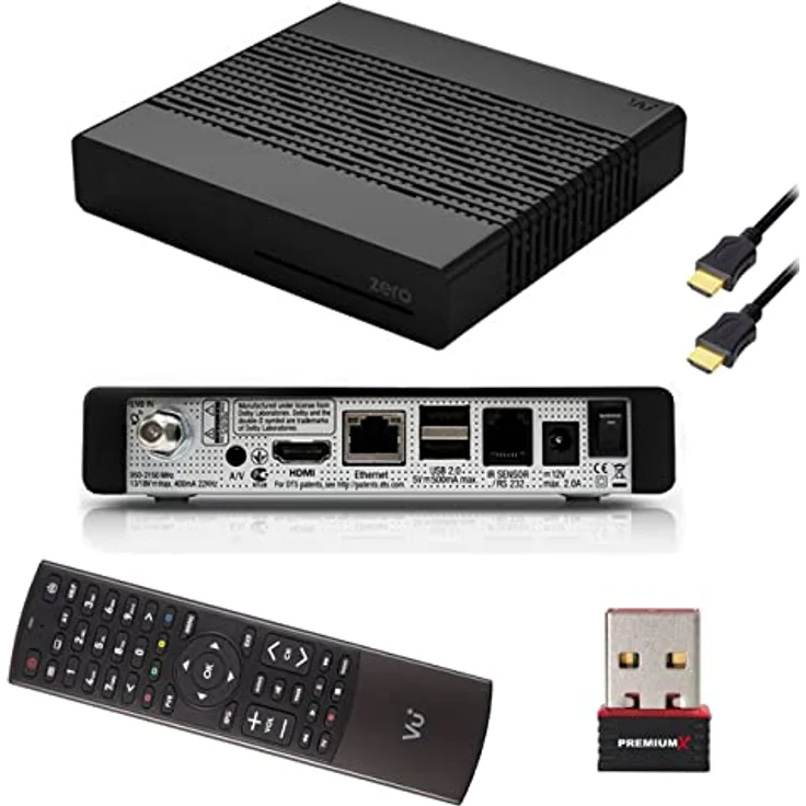 VU+ Zero Black DVB-S2 Sat Tuner Linux Satellit Receiver Full HD 12V Netzteil mit PremiumX Mini WiFi WLAN Stick bis zu 150 Mbit´s – Bild 1