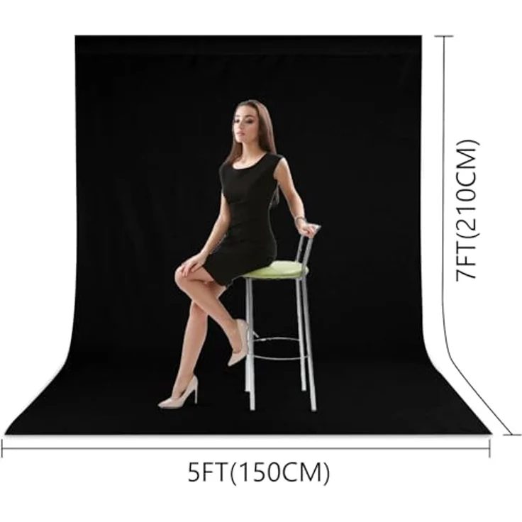 Zdada Fotohintergrund Schwarz 1.5x2.1M, Faltbarer, Waschbarer Polyester Studiohintergrund mit Rod Pocket Design für Fotostudio, Video, Live Streaming, Gaming – Bild 2
