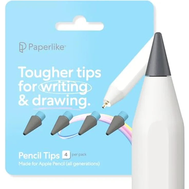 Paperlike Spitzen für Eingabestift, grau, 4er Pack für präzises Zeichnen und Notieren, kompatibel mit Apple Pencil