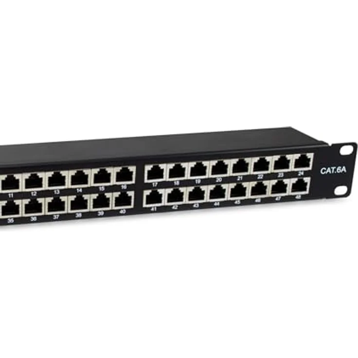 Equip 326626 48-Port Cat.6A geschirmtes Patchpanel, 19", 1HE, schwarz, bis zu 10GBase-T, robustes Stahlgehäuse – Bild 4