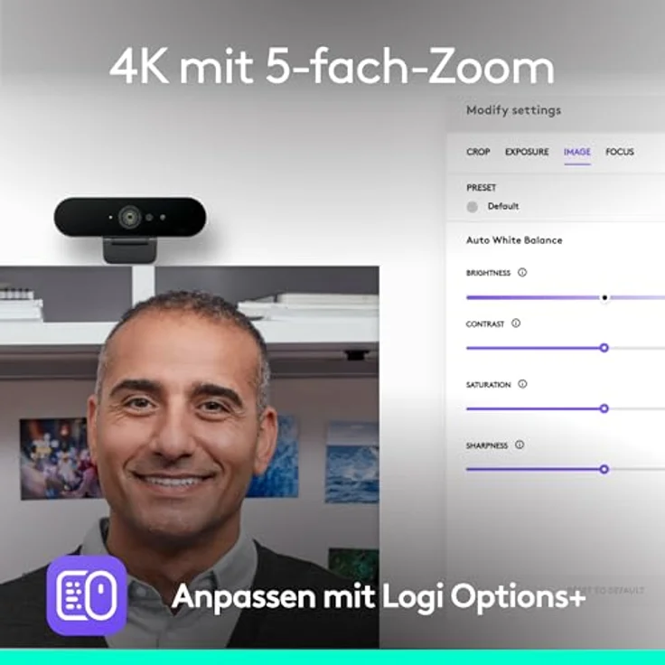 LOGITECH BRIO 4K Webcam, Ultra-HD mit Autofokus, RightLight 3, Anpassbarem Sichtfeld und Mikrofon, Schwarz – Bild 2