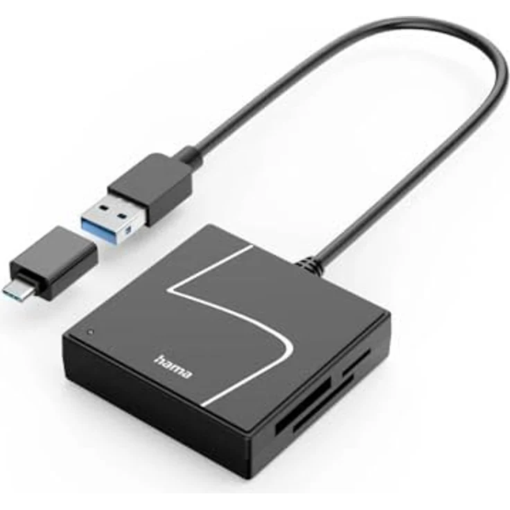 Hama USB-Kartenleser mit USB-C-Adapter, USB 3.2 Gen1, SD / micro SD / CF / MS