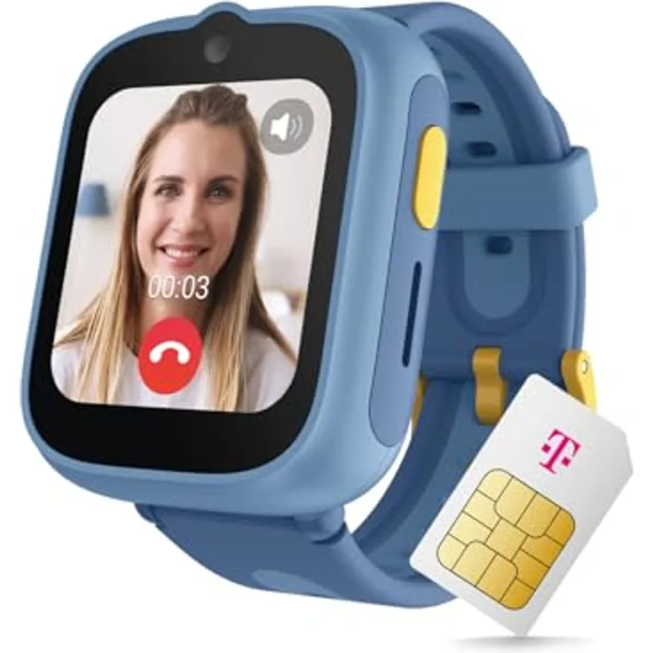 TCL MT48X 4G Kinder-Smartwatch, Galactic Blue, GPS-Tracking, LTE-Anrufe, Notfall-Knopf, wasserdicht 5ATM, inklusive Telekom SIM-Karte & 30€ Amazon-Gutschein