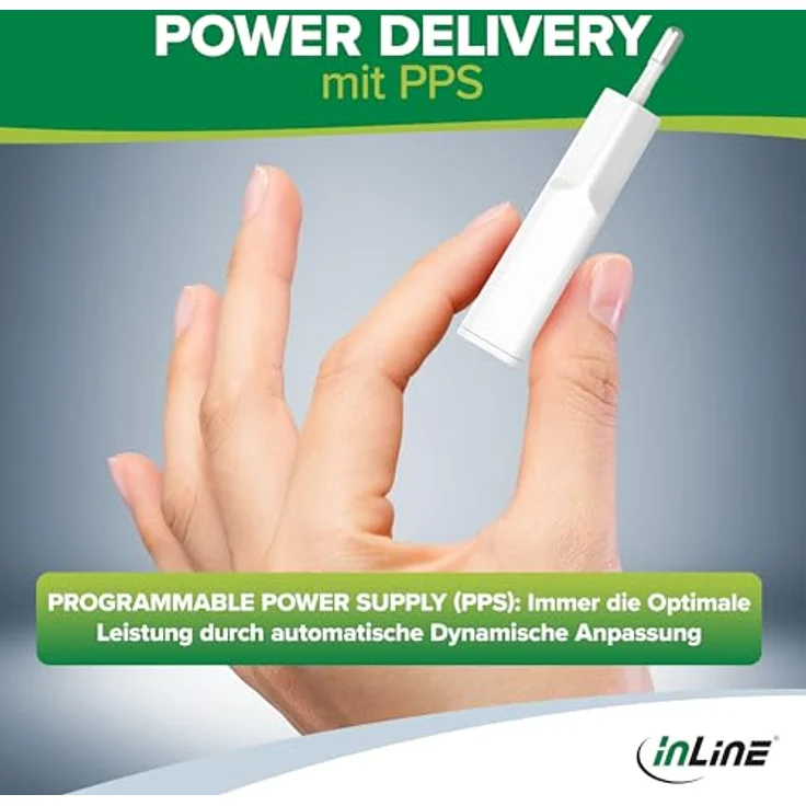 InLine USB-C Ladegerät, ultrakompakt, 2-Port, 30W, Schnellladegerät, Power Delivery, PPS, weiß – Bild 5