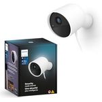 Philips Hue Secure kabelgebundene Smart Home Überwachungskamera mit Standfuß, Full HD Video, für drinnen oder draußen, einfach zu installieren, Smart Home Security und Lichtsteuerung per App, weiß
