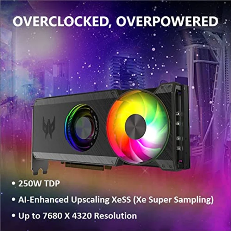 Predator BiFrost Intel Arc A770 Overclocking Grafikkarte | 16 GB GDDR6 256-Bit 18 Gbit/s | PCIe 4.0 | Dual Lüfter | Passen Sie RGB-Beleuchtungsfarben und -Effekte an | TPD 250 W | 1 x HDMI 2.1 & 3 x – Bild 2