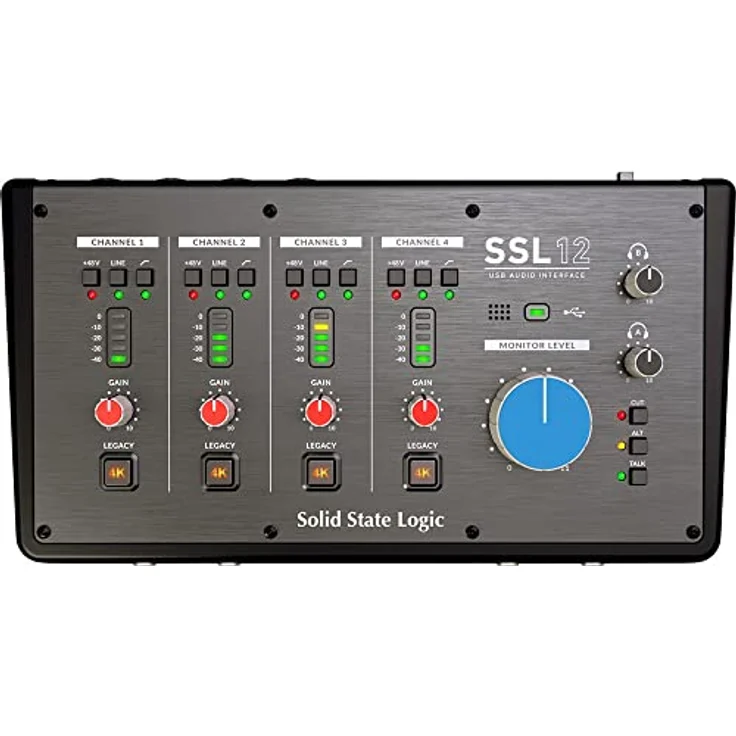 Solid State Logic SSL 12 12-In/8-Out-USB-Audio-Interface, 32 Bit/192 kHz, mit 4 Mikrofonvorverstärkern und SSL Production Pack-Software – Bild 3
