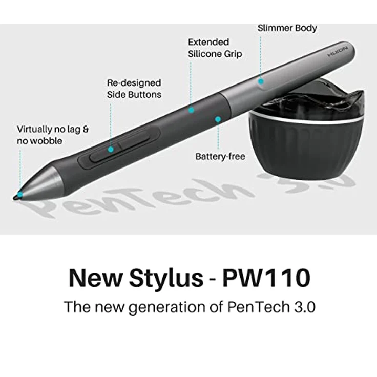 HUION Inspiroy 2M Schwarzes Grafiktablett mit erweiterter Tastenkombination und verbessertem PenTech 3.0 – Bild 4