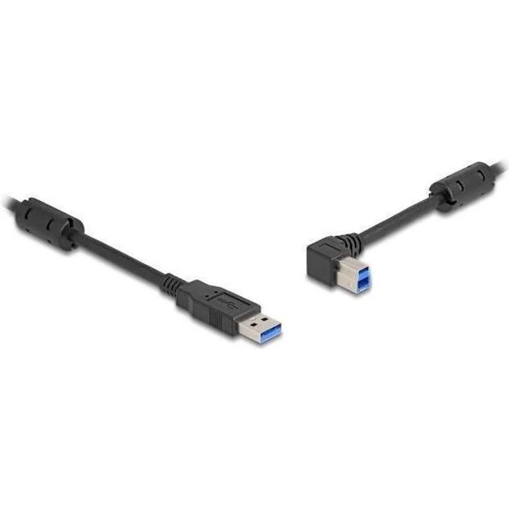 Delock 81103 USB 3.0 Kabel A Stecker auf B Stecker 90° links, 5 m, schwarz, bis zu 5 Gbps, doppelt geschirmt, vergoldete Kontakte