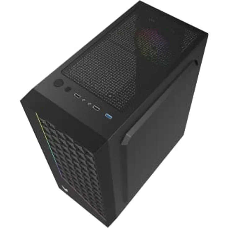 Oversteel Iridium - Gaming-PC-Gehäuse, kompatibel mit ATX-, Micro ATX- und ITX-Boards, 120-mm-A-RGB-Lüfter im Lieferumfang, Mesh-Front, 2 Staubfilter, gehärtetes Seitenglas, USB 3.0, Farbe Schwarz - Preisvergleich – Bild 4