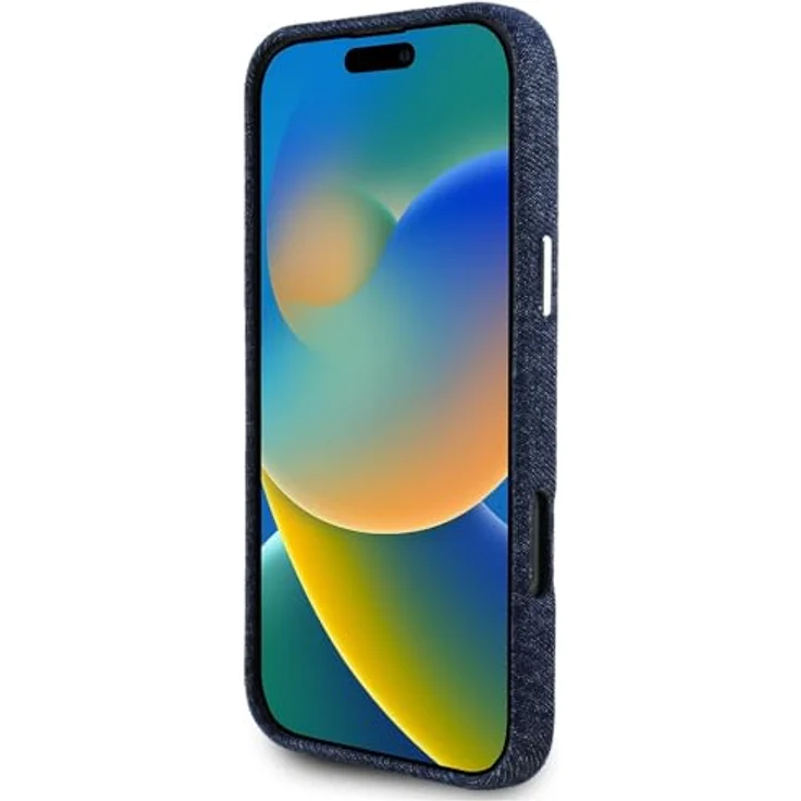 CG MOBILE Guess Denim Triangle Logo Hardcase-Hülle für iPhone 16 Pro, kompatibel mit MagSafe, Blau, PC/Denim/Aluminium/Mikrofaser – Bild 5