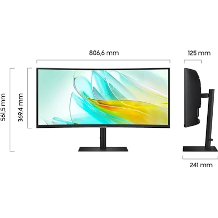 Samsung ViewFinity S65UC Curved Monitor 34 Zoll, Mit Lautsprechern, 3.440 x 1.440 Pixel, 100 Hz, 5 ms, 90 W Laden via USB-C, Pivot, Schwarz – Bild 2