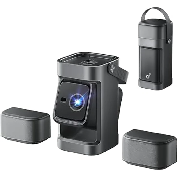 soundcore Nebula P1, Mobiler Beamer mit 650 ANSI Lumen, 1080p, abnehmbarem Lautsprecher, Dolby Audio, 2.0 Surround Sound und Google TV – Bild 1