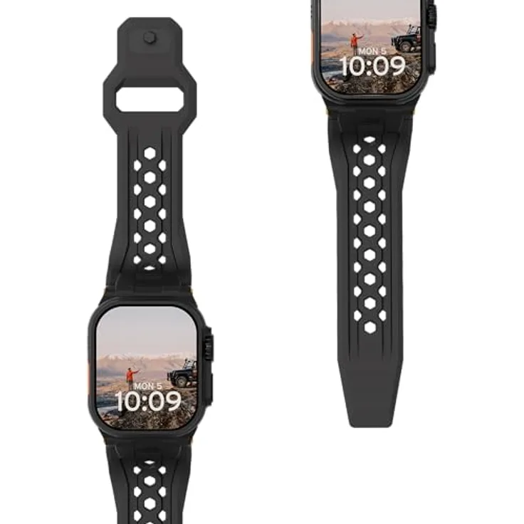 UAG Urban Armor Gear Monarch Strap für Apple Watch Ultra/42/44/45/46mm, robustes Uhrenarmband in Schwarz/Titan