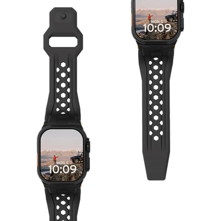 UAG Urban Armor Gear Monarch Strap für Apple Watch Ultra/42/44/45/46mm, robustes Uhrenarmband in Schwarz/Titan – Bild 1