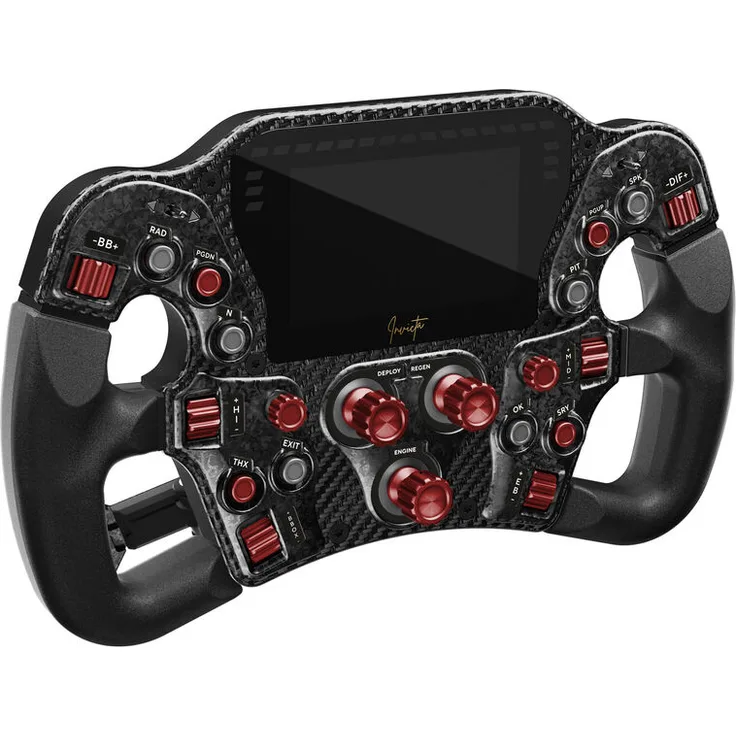 Asetek SimSports Invicta Formula Lenkrad, 4,3-Zoll-LCD, USB-C - Rot-Schwarze Edition