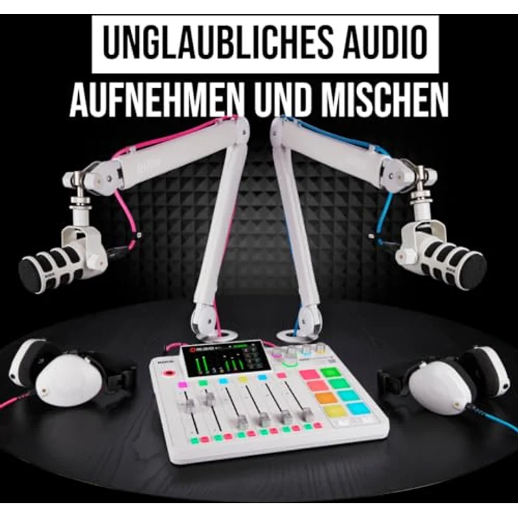 Rode Rodecaster Pro II, 9-Kanal-Audio-Mixer mit rauscharmer Vorverstärkung und Audioprozessoren, weiß – Bild 4