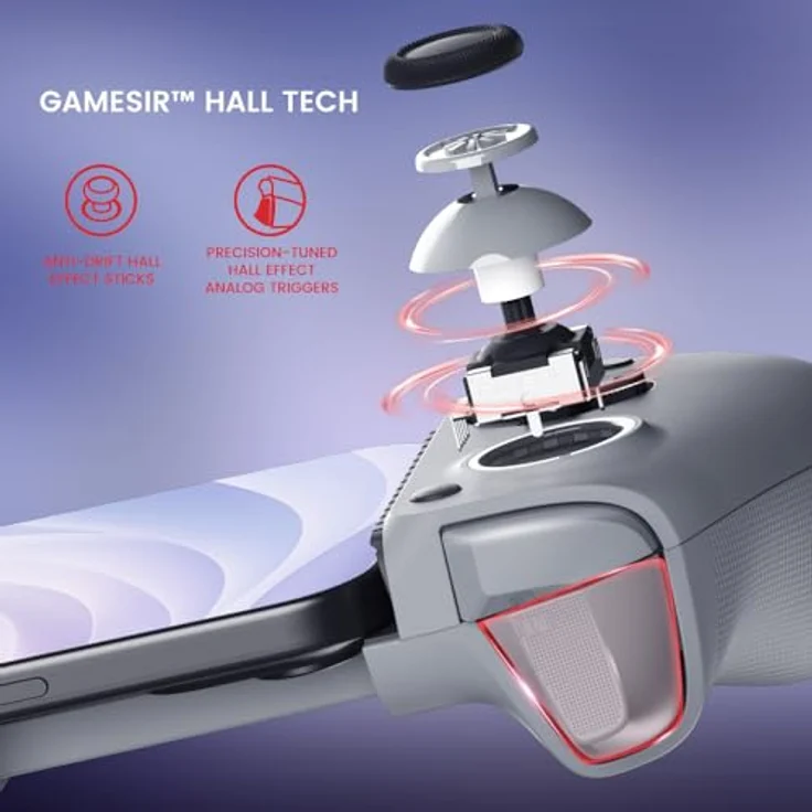 Gamesir G8 Galileo, Gaming Controller mit Hall-Effekt-Sensing-Sticks für präzise 360°-Steuerung, Silber-Schwarz – Bild 2