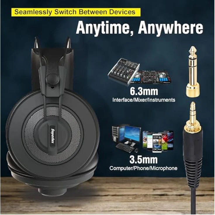Superlux HD-668 B MKII, dynamische Studio-Kopfhörer, halboffen, 10-30.000 Hz Frequenzgang, 98 dB Kennschalldruck, abnehmbares Kabel, schwarz – Bild 4