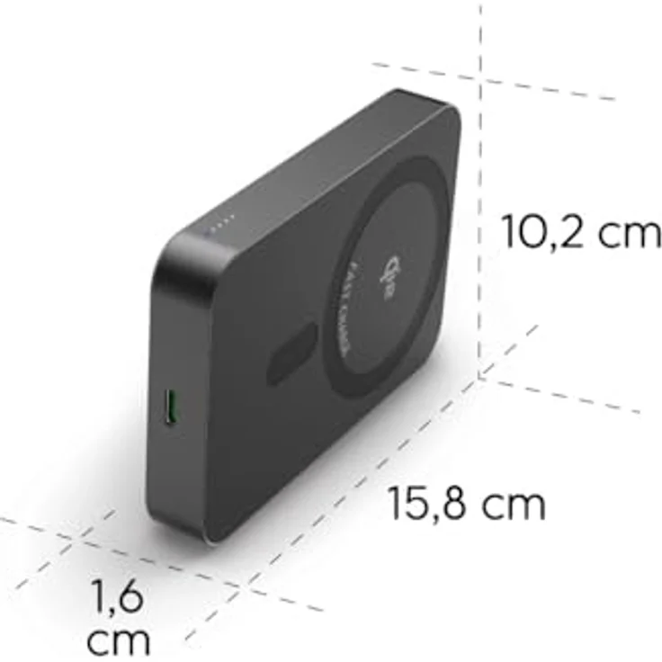 Hama 201752 Power Pack Qi2 Wireless 10000 mAh Powerbank, USB Typ-C, kabelloses Laden, anthrazit – Bild 5