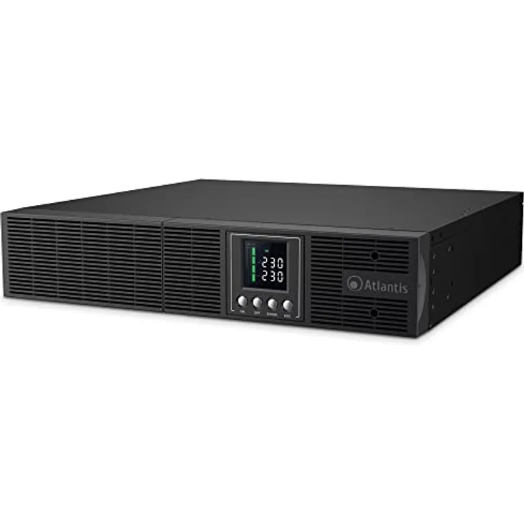 Atlantis A03-OP2002-RC USV OnLine USV Doppelwandler Reine Sinuswelle 2000VA 1350W, Konvertierbarer Server, LCD-Display, USB, RS-232 seriell, 8 IEC-Ausgänge, SNMP-Steckplatz 3x12V-9Ah