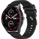 Knauermann Neo (2024) Schwarz Rund - Gesundheitsuhr Smartwatch - EKG + HRV Funktion - BT Bluetooth - Schlafapnoe - Blutdruck - Silikonband Schwarz, 14-24